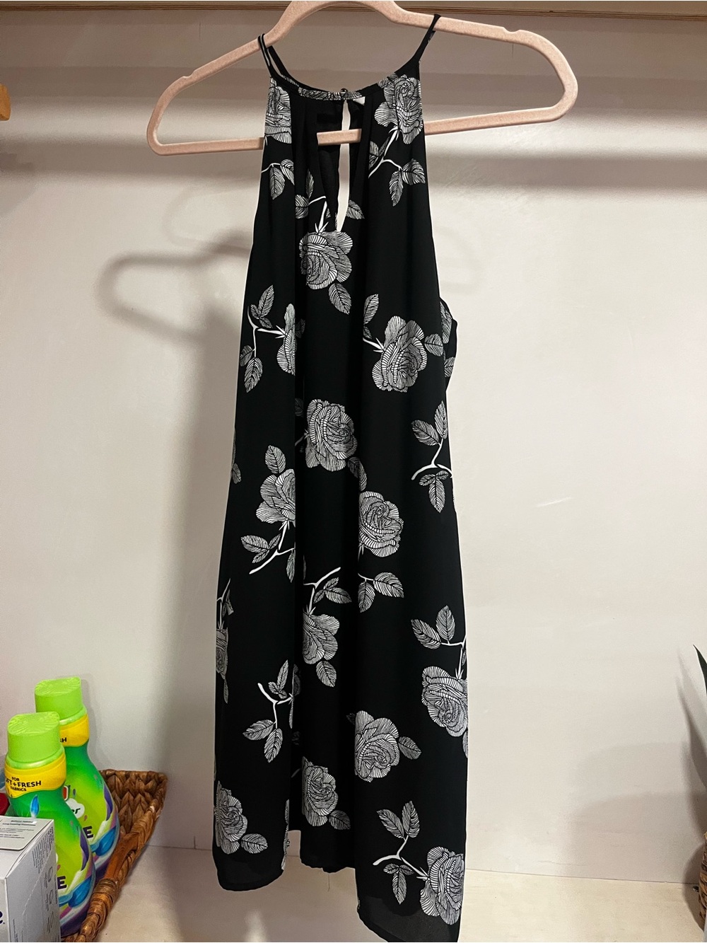 Candie's Black Floral Halter Mini Dress